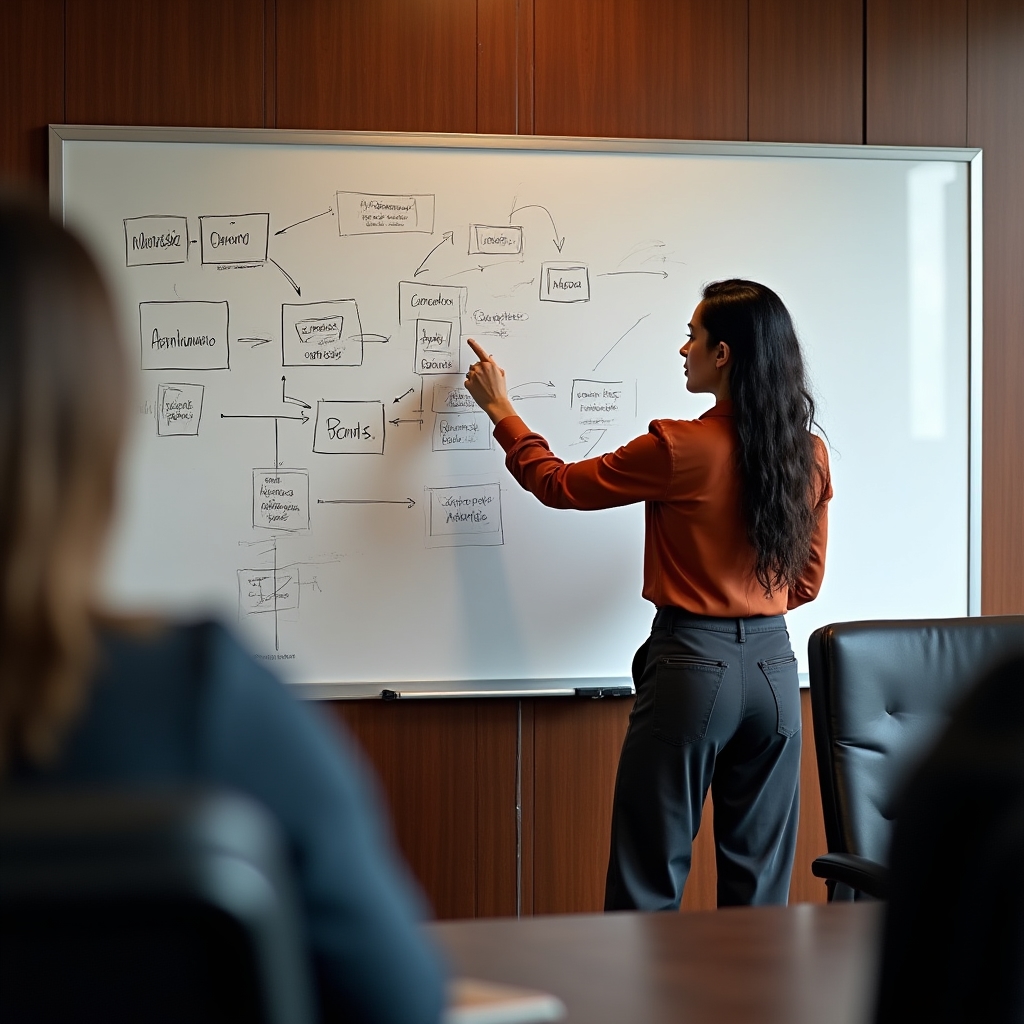 Strategieentwicklung an einem Whiteboard im Beratungskontext